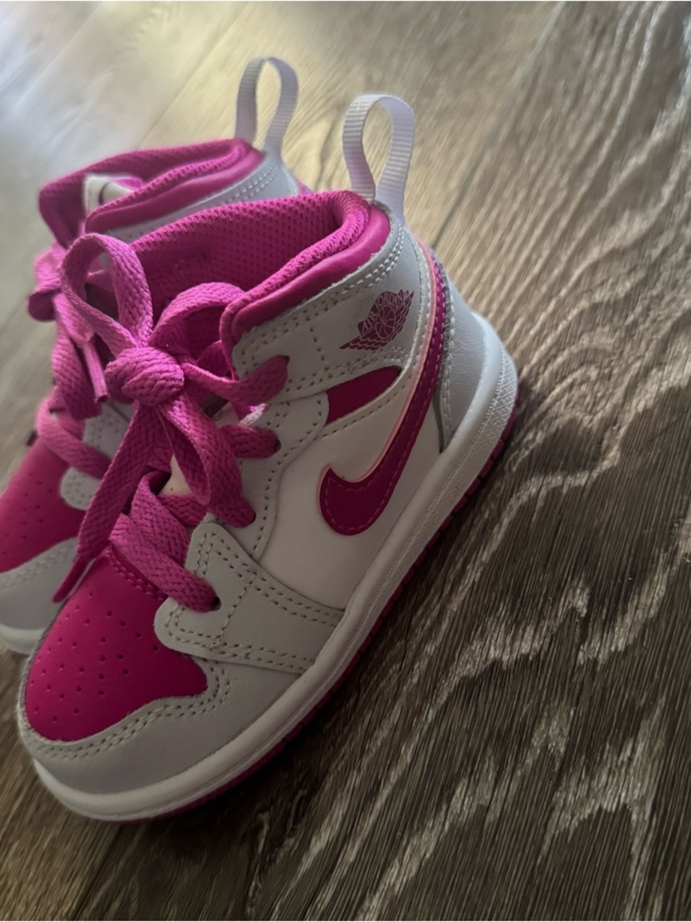 Nike Kids White and Pink High-Top Sneakers